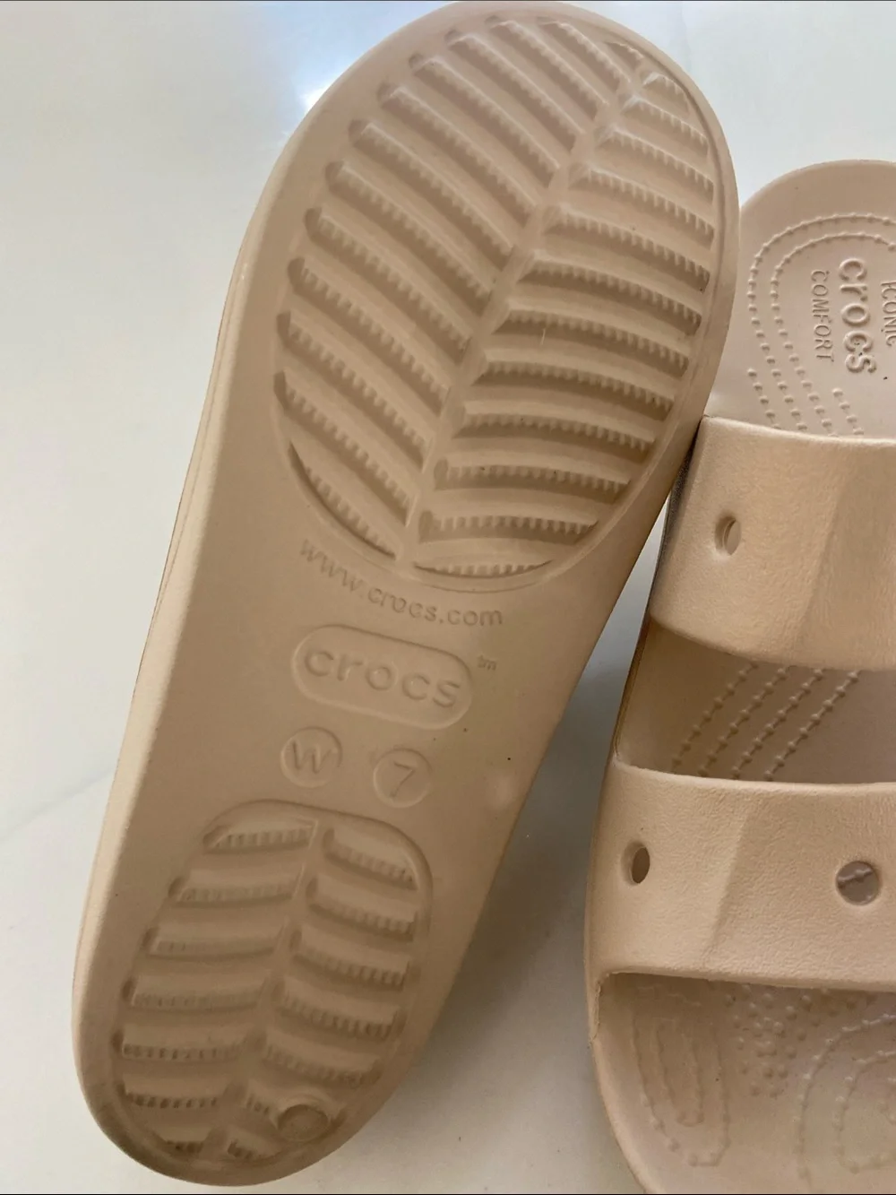 CROCS Kids Beige Dual-Strap Slide Sandals